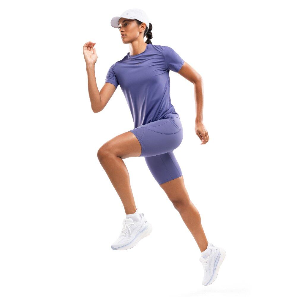 Damen Fitness kurzärmeliges lauf-t-shirt Singapore Blue Blau 3/7