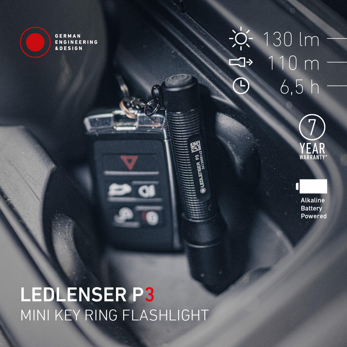Lampe torche LED à piles – 130 lm, IP54, portée 110 m, 1xAAA – P3 2/7