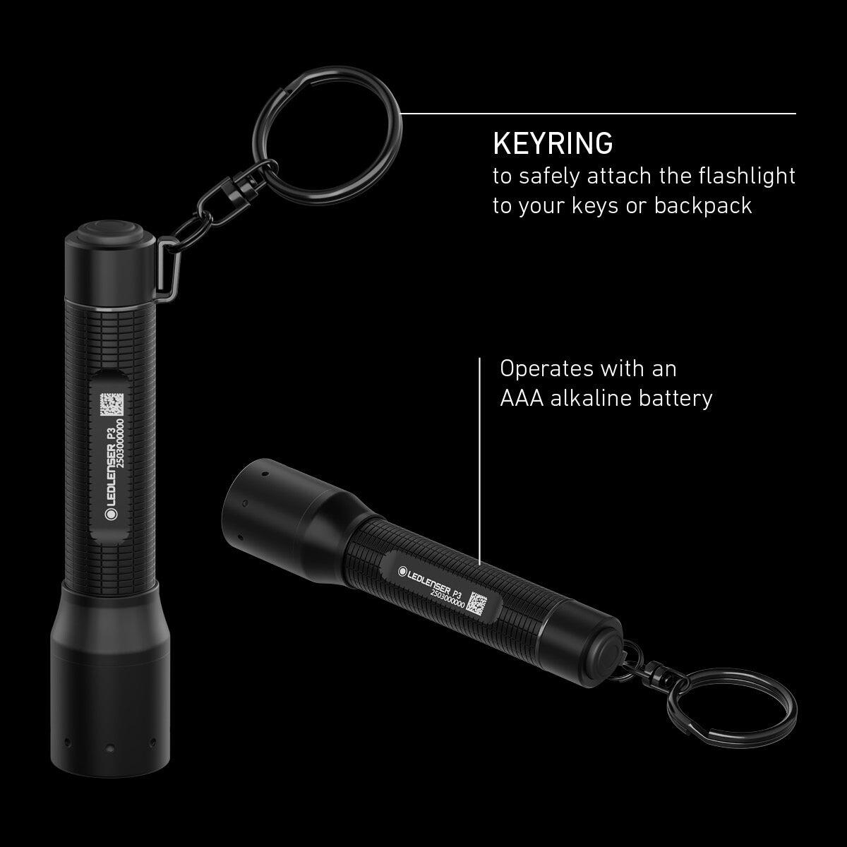 Lampe torche LED à piles – 130 lm, IP54, portée 110 m, 1xAAA – P3 5/7