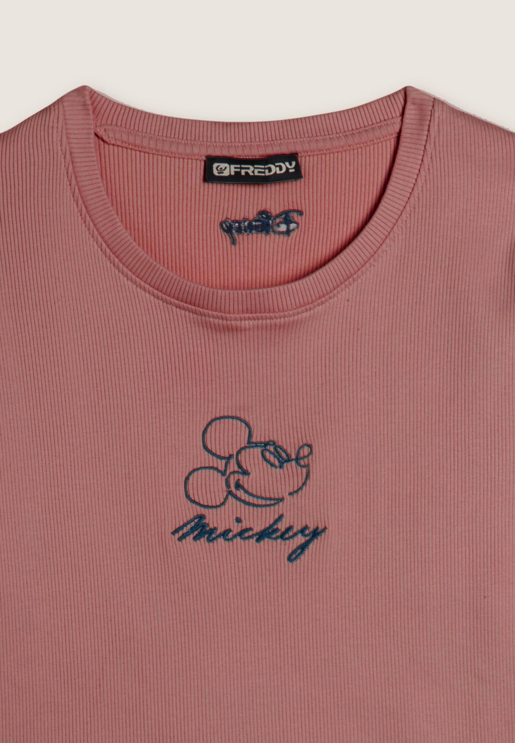 Camiseta cropped para mujer de canalé con bordado Disney 3/3