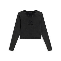 T-shirt pour femmes cropped à manches longues avec broderies Disney