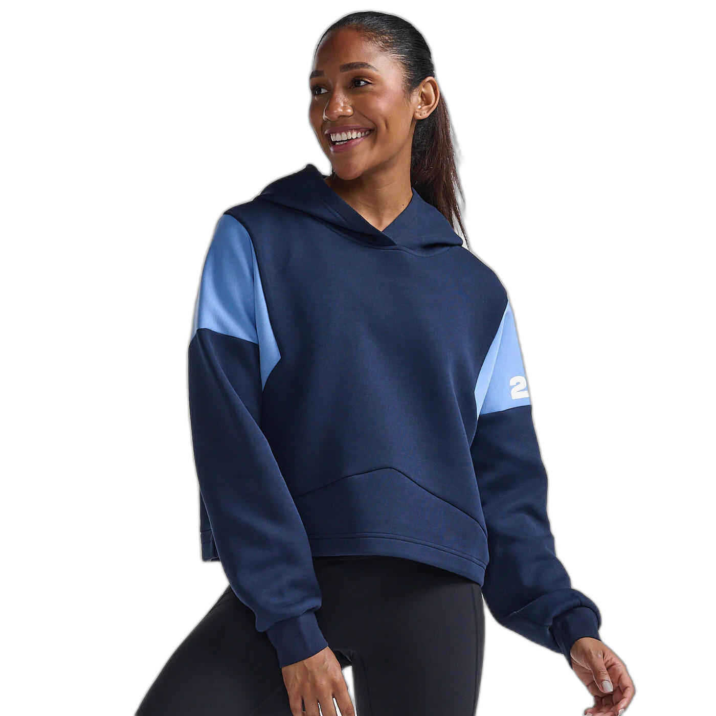 2xu - Sweatshirt À Capuche Femme 2xu Form Spliced Crop - Sweat-shirt - Bleu - Decathlon