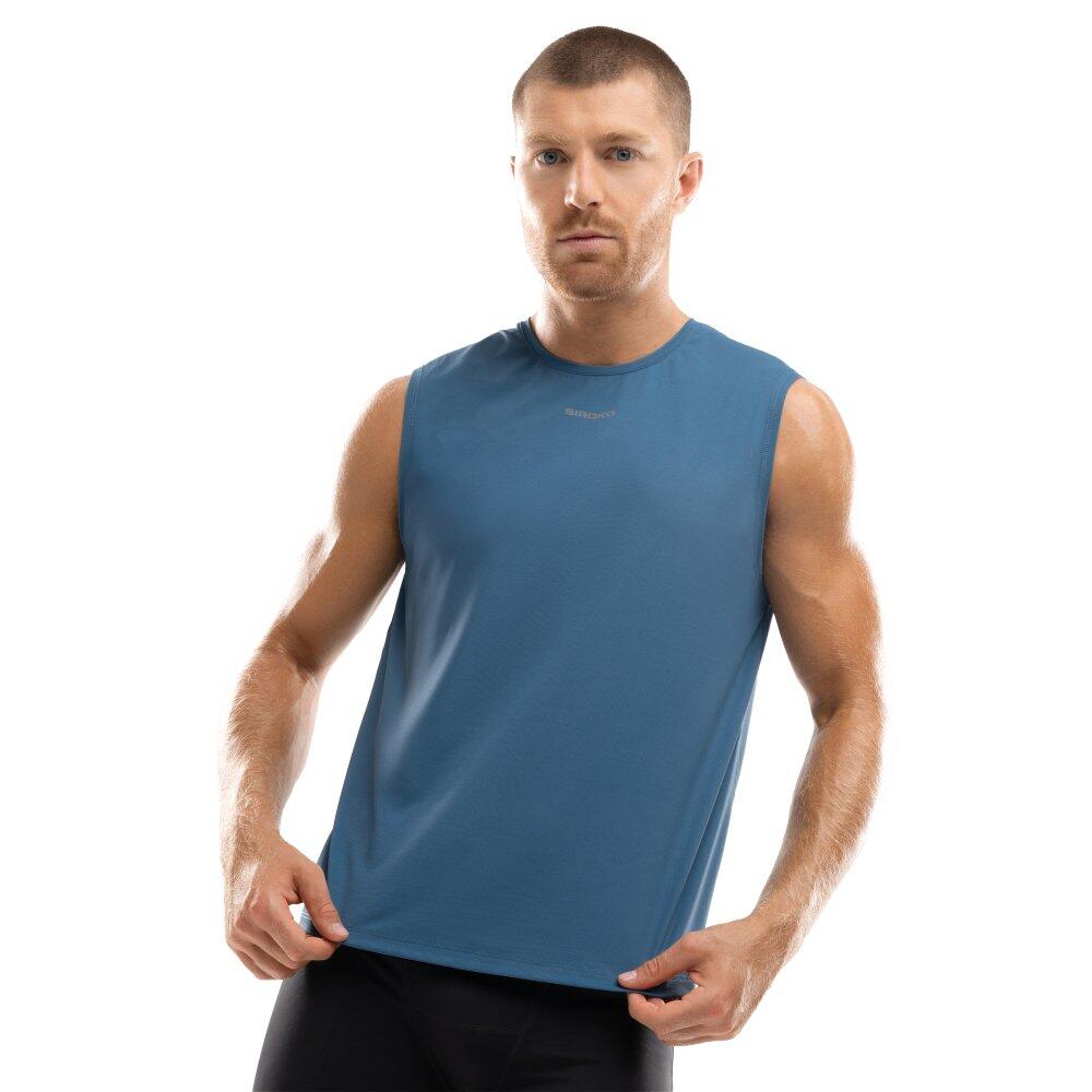 Men Fitness 's running singlet Paine Blue Blue