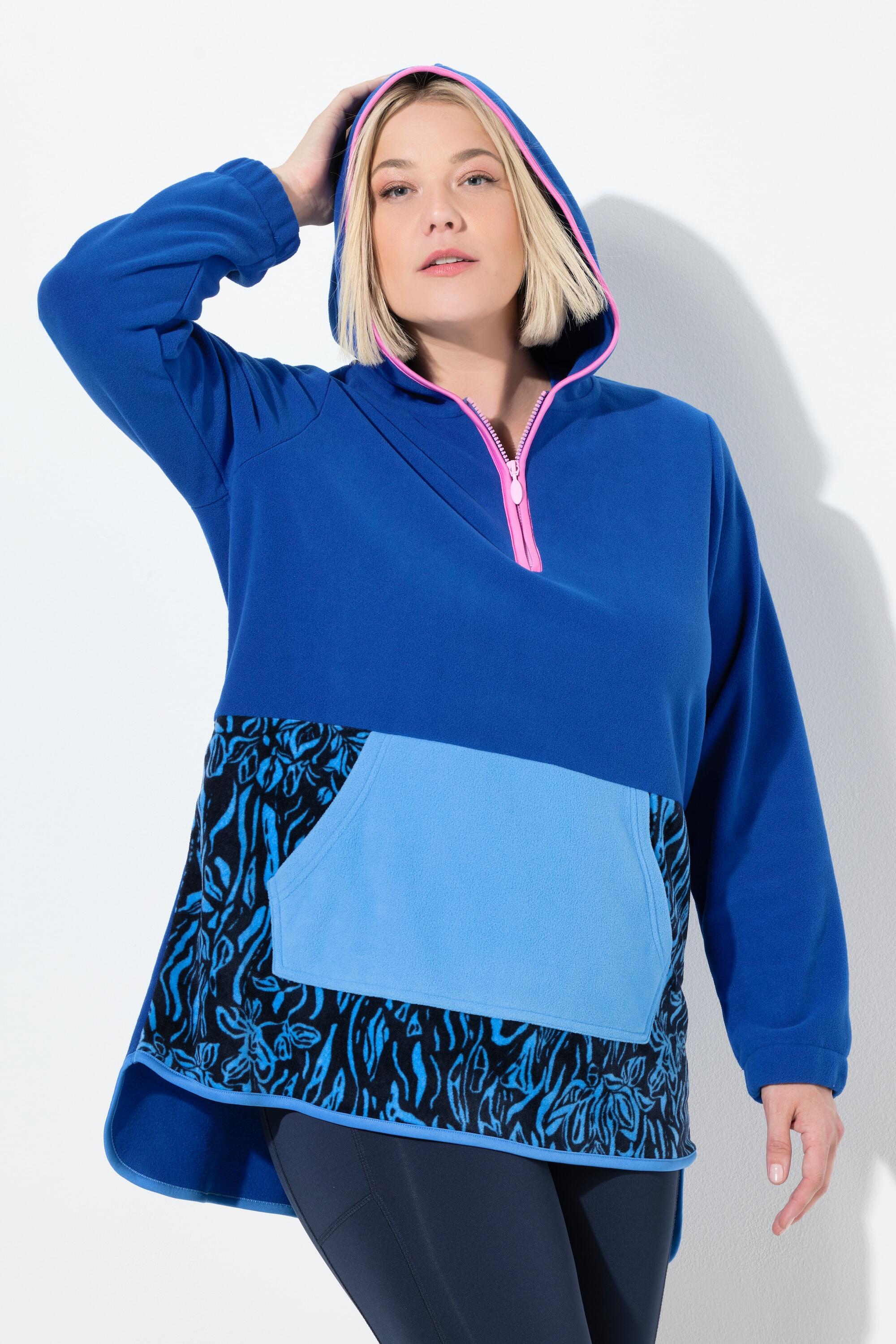 Femme Sweat à capuche en polaire larges rayures color block et manches longues 5/6