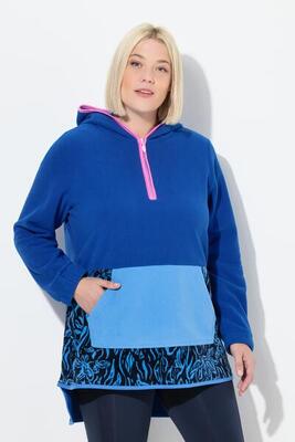 Dames lange fleecehoodie colorblocking capuchon lange mouwen
