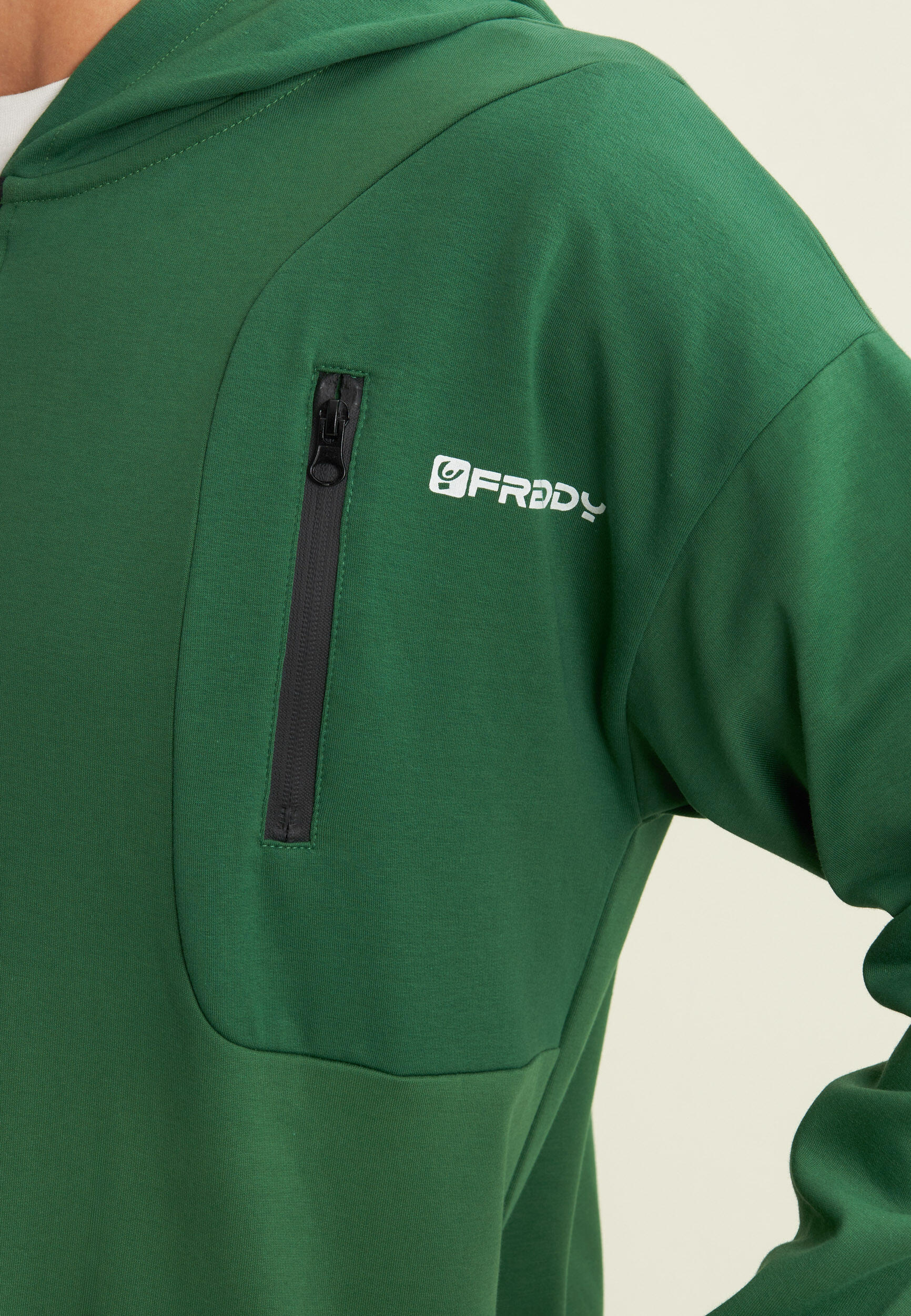 Sweat-shirt entièrement zippé avec capuche en jersey et poche zippée 4/4