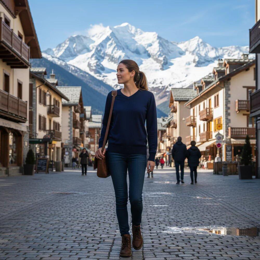Women's V-neck jumper – Lightweight and elegant in merino wool 3/7