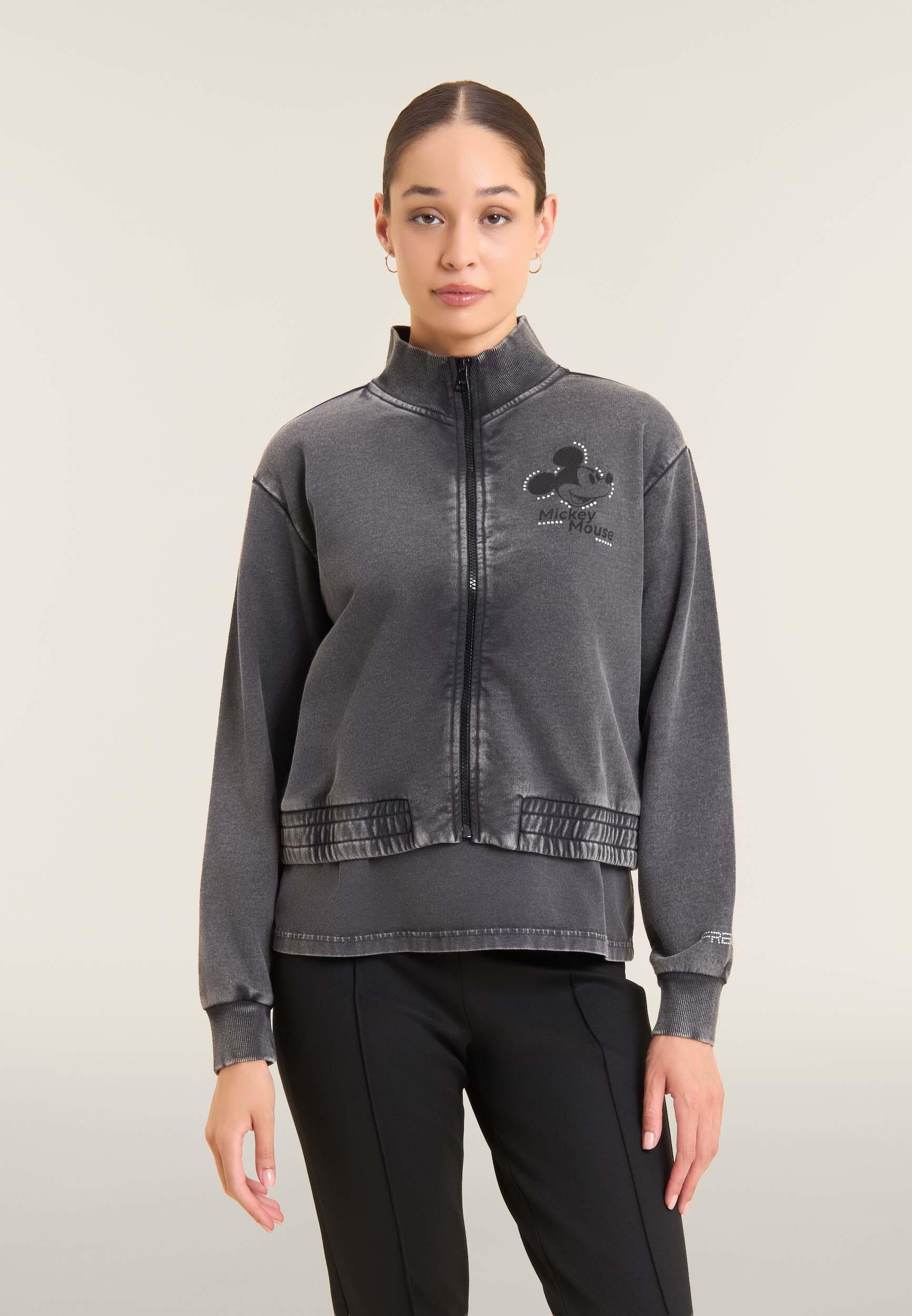 Felpa bomber cropped da donna con zip e dettagli Disney 2/4