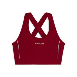 Brassière technique avec bretelles croisées et passepoils blancs