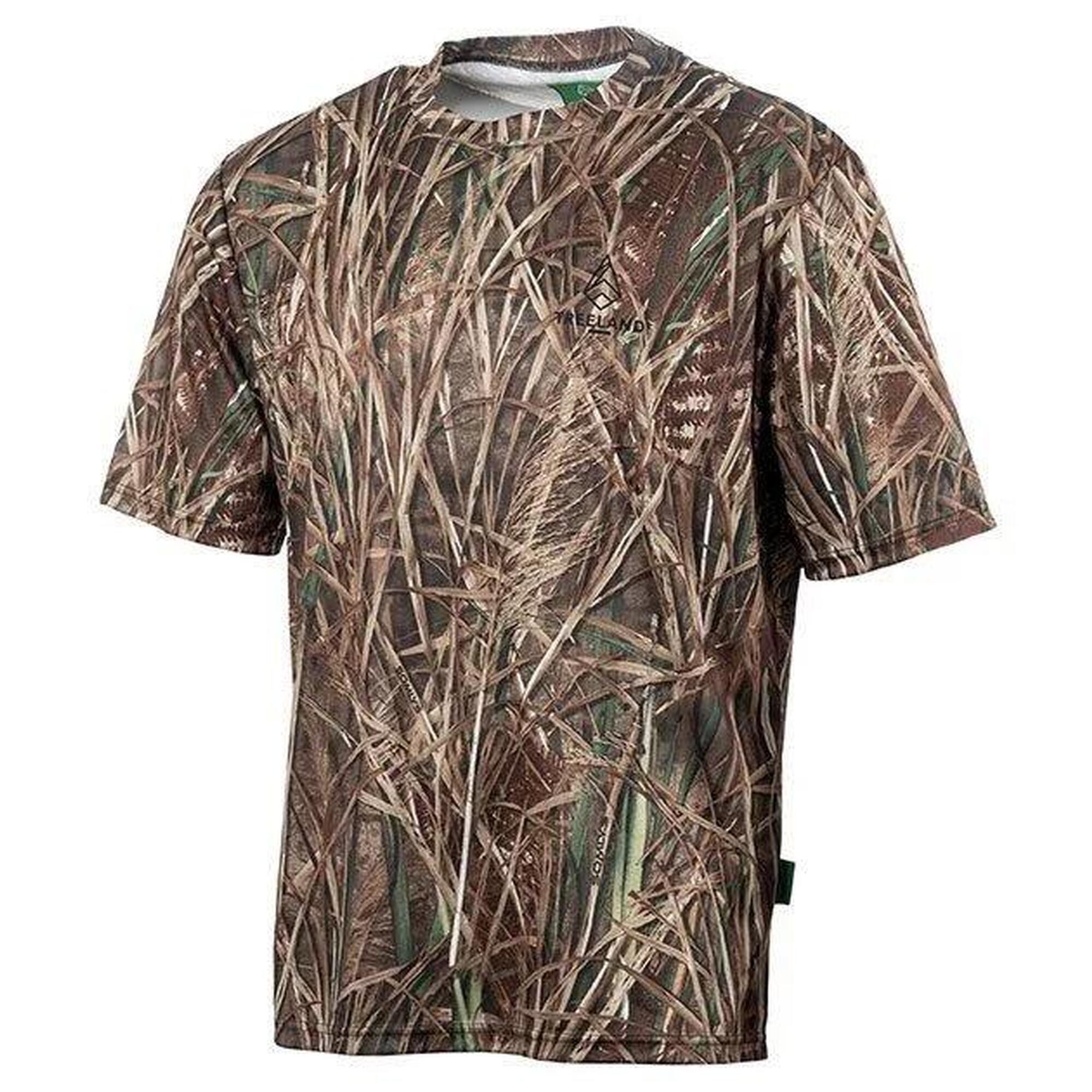 Treeland - T-shirt De Chasse Treeland Camo Roseaux - T-shirt Manches Courtes - Marron|vert - Decathlon