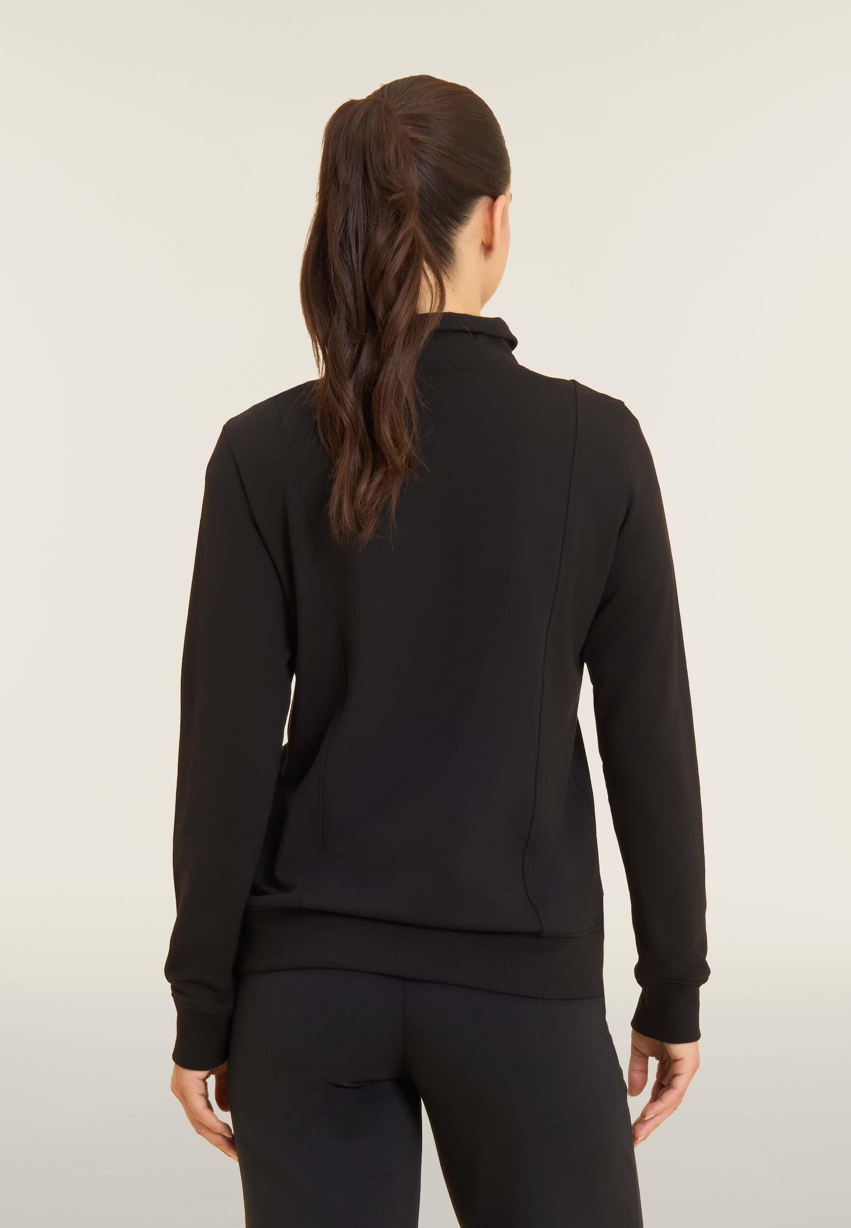Felpa da donna zip e collo alto con logo minimal 3/4