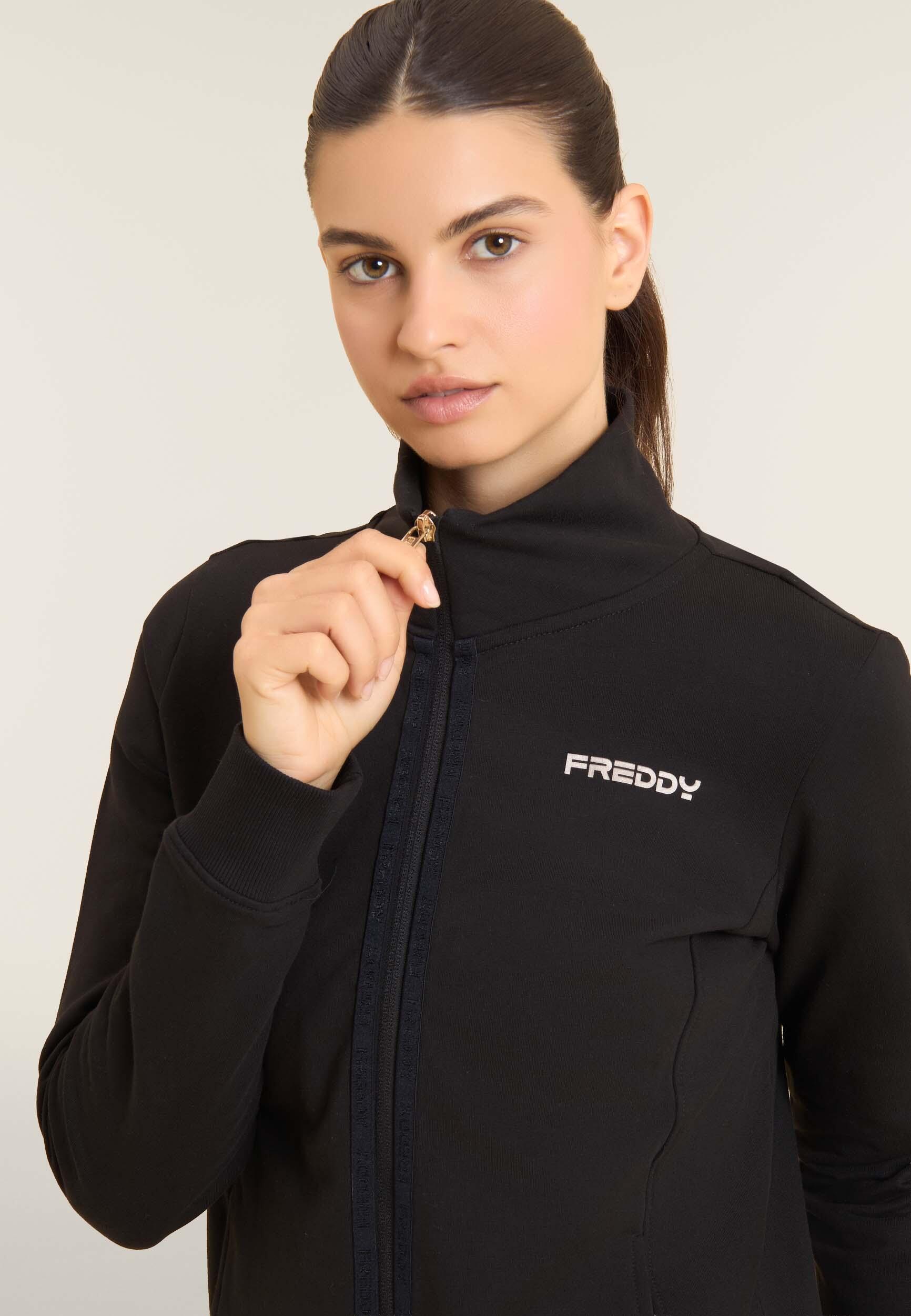 Felpa da donna zip e collo alto con logo minimal 4/4