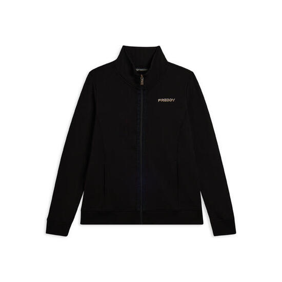 Felpa da donna zip e collo alto con logo minimal