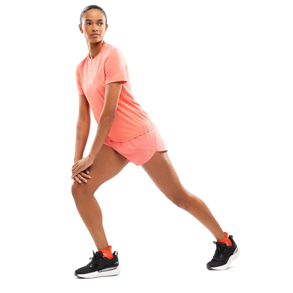Damen Fitness kurzärmeliges lauf-t-shirt Singapore Coral Pink Rosa 3/7