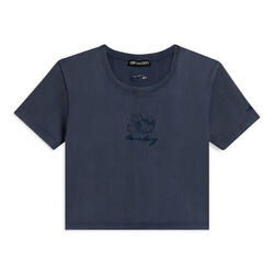 T-shirt pour femmes cropped côtelé avec broderies Disney