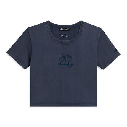 T-shirt pour femmes cropped côtelé avec broderies Disney