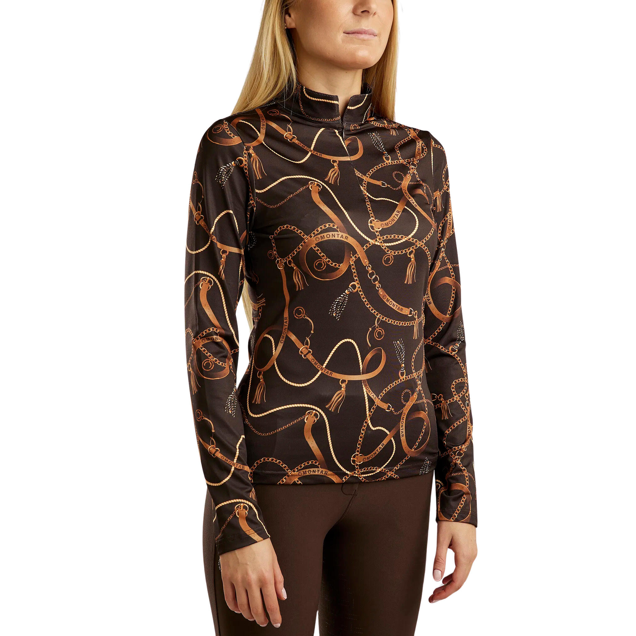 Damskie polo jeździeckie z długim rękawem Montar Haily Bridle