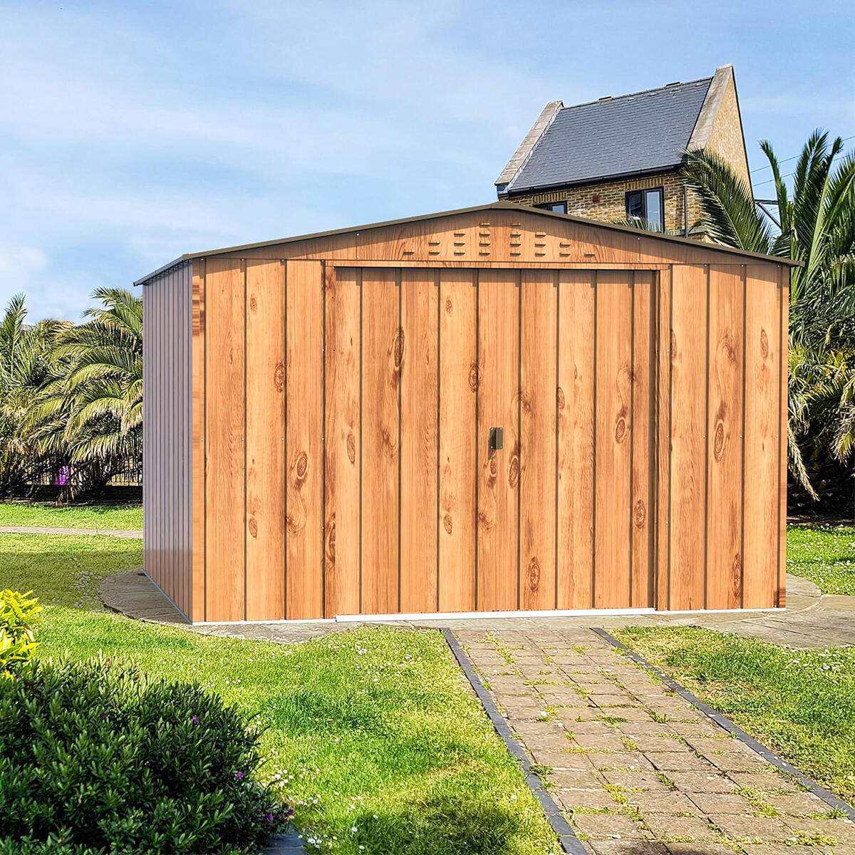 Caseta jardín Top Hércules 10×8 metal imitación madera 3/7
