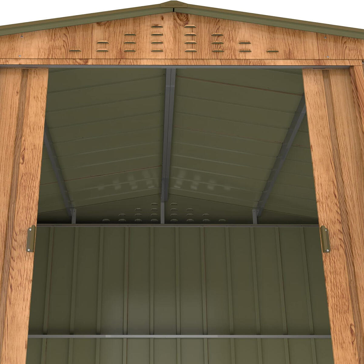 Caseta jardín Top Hércules 10×8 metal imitación madera 7/7