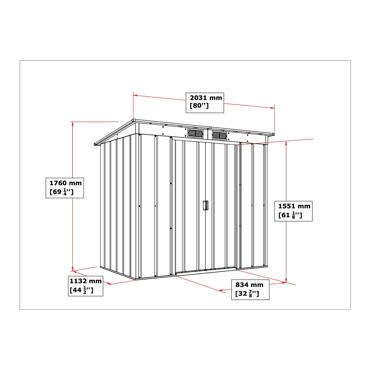Caseta jardín Eco Pent Roof 6×4 metal gris antracita 4/7
