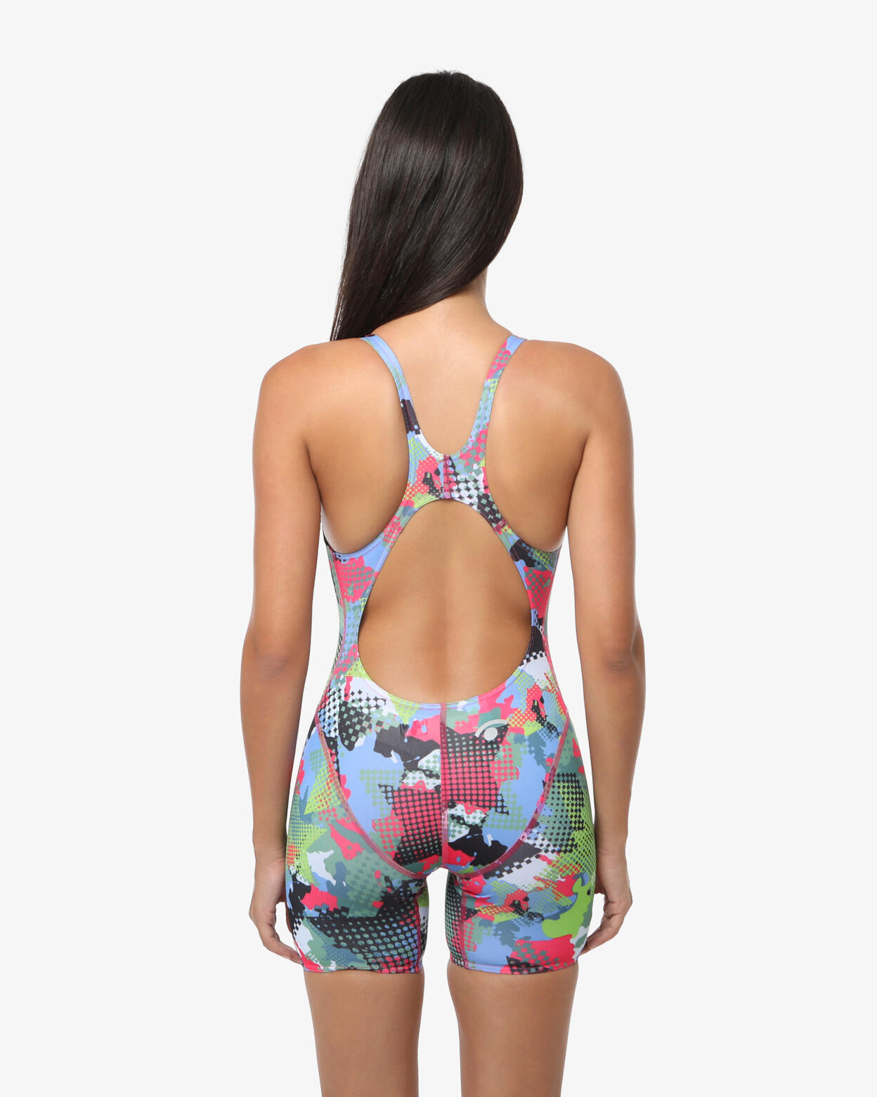 Bañador de mujer verde fluorescente en material sintético. 2/4