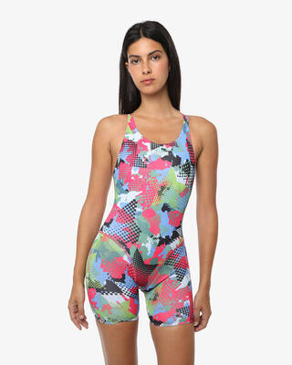 costume da piscina verde fluo da donna in mat. sintetico da nuoto