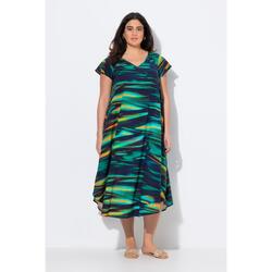 Femme Robe midi coupe évasée col V manches courtes