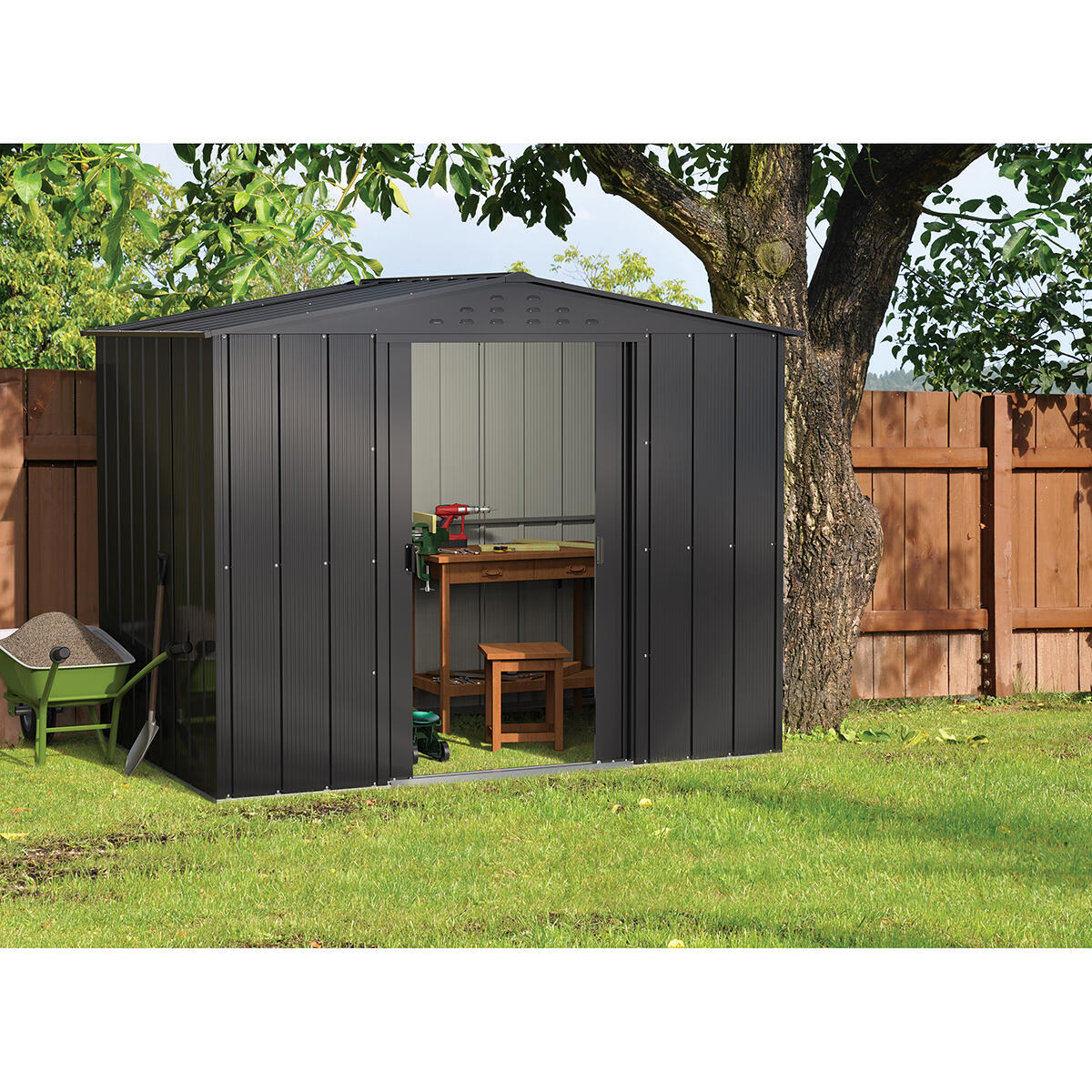 Caseta jardín Top Titán 8×6 metal gris antracita 3/7