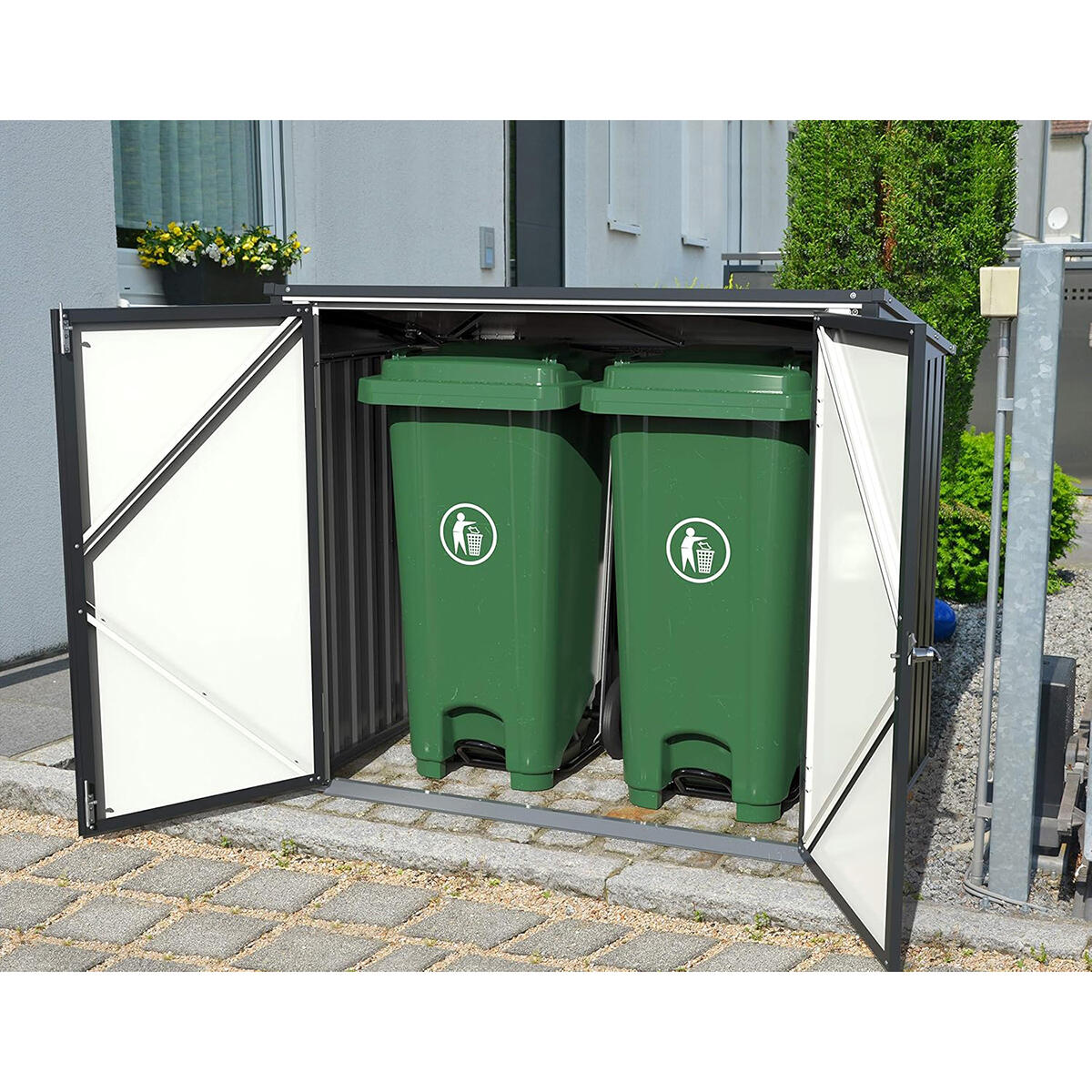 Arcón cubre cubos exterior 770 L metal gris antracita 2/7