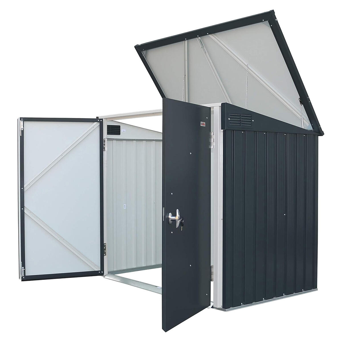 Arcón cubre cubos exterior 770 L metal gris antracita 5/7