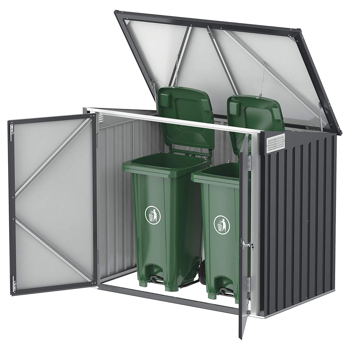 Arcón cubre cubos exterior 770 L metal gris antracita 4/7