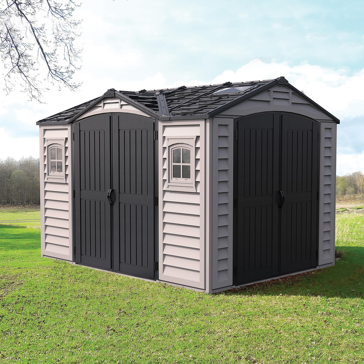 Caseta jardín Apex Pro Plus 10.5×8 PVC gris claro/oscuro 2/7