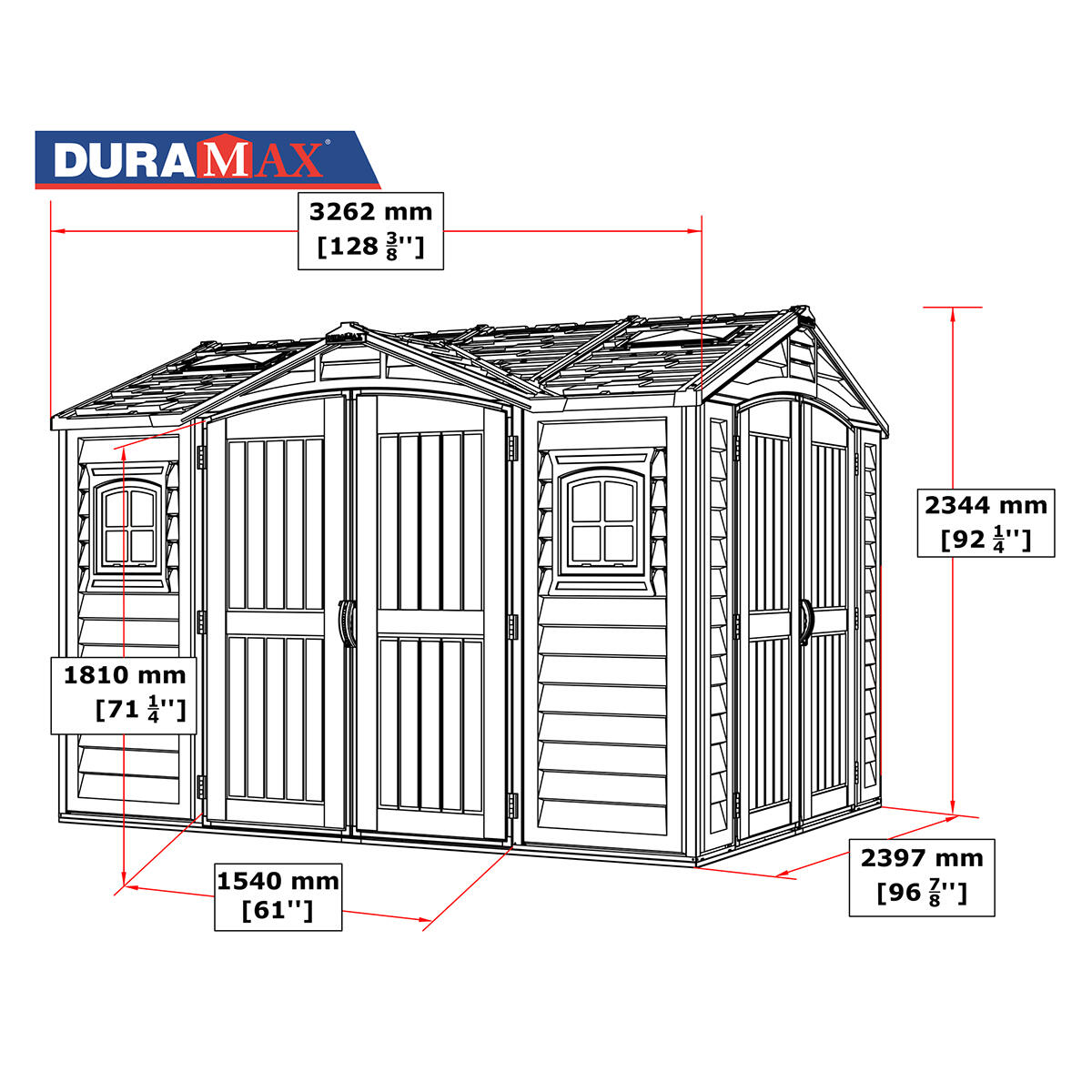 Caseta jardín Apex Pro Plus 10.5×8 PVC gris claro/oscuro 4/7