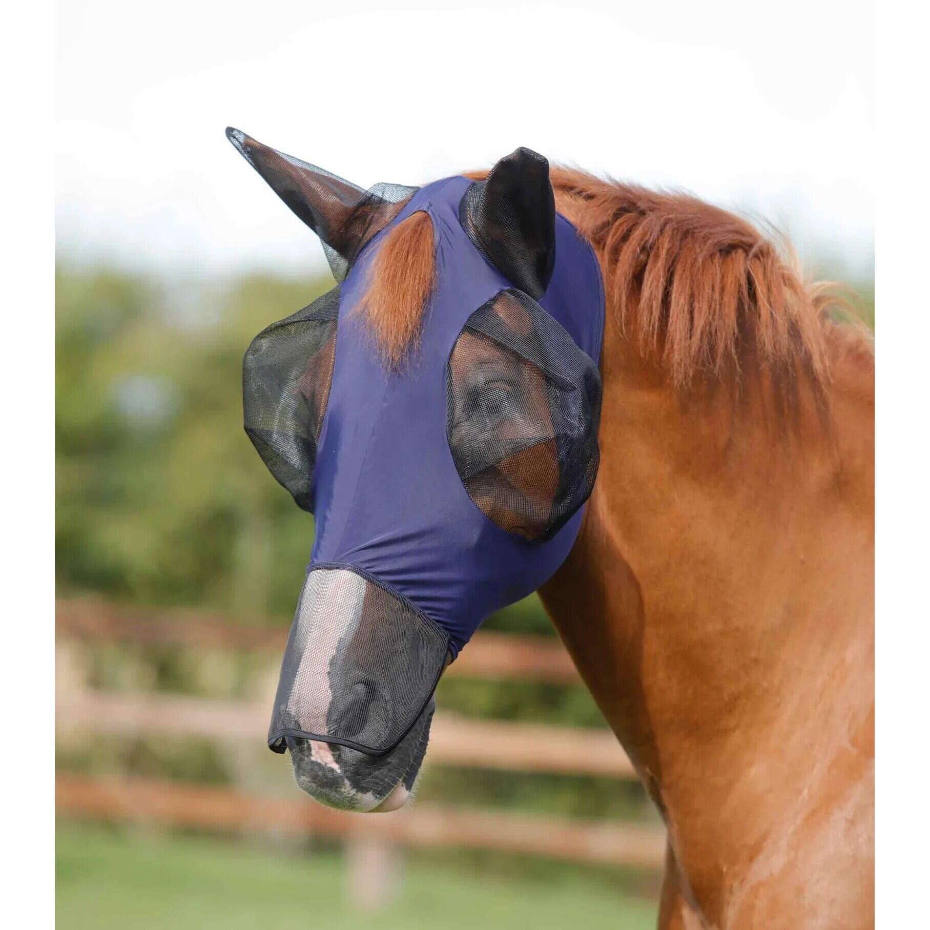 Premier Equine - Masque Anti-mouches Pour Cheval Premier Equine Comfort Tech Xtra Lycra - Masque Anti Mouche - Bleu - 42 M/l - Decathlon