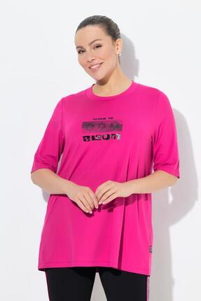 Femme T-shirt long technique à col rond et manches courtes. Matière recyclée