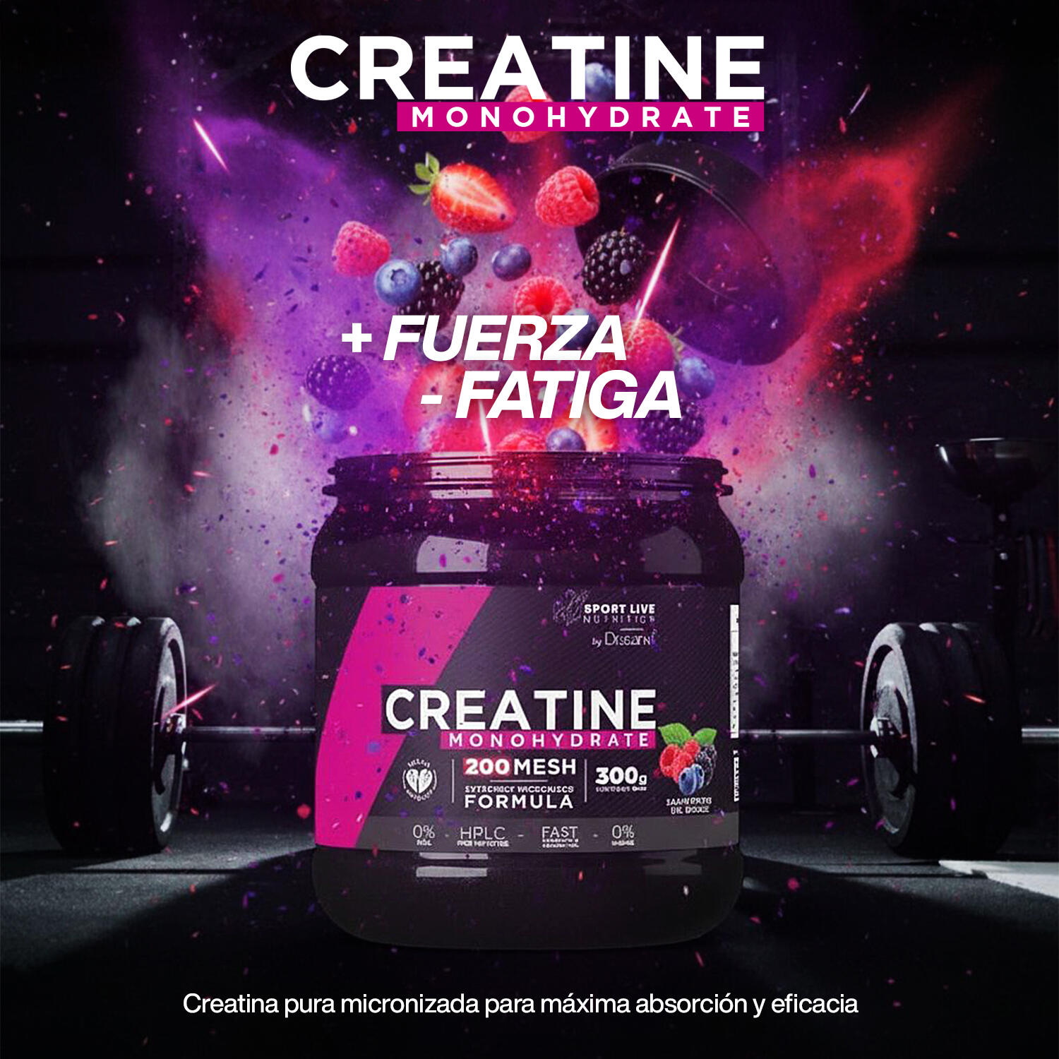 Creatina 200 MESH 300 g Sabor Frutos del Bosque – Sport Live Drasanvi 2/6