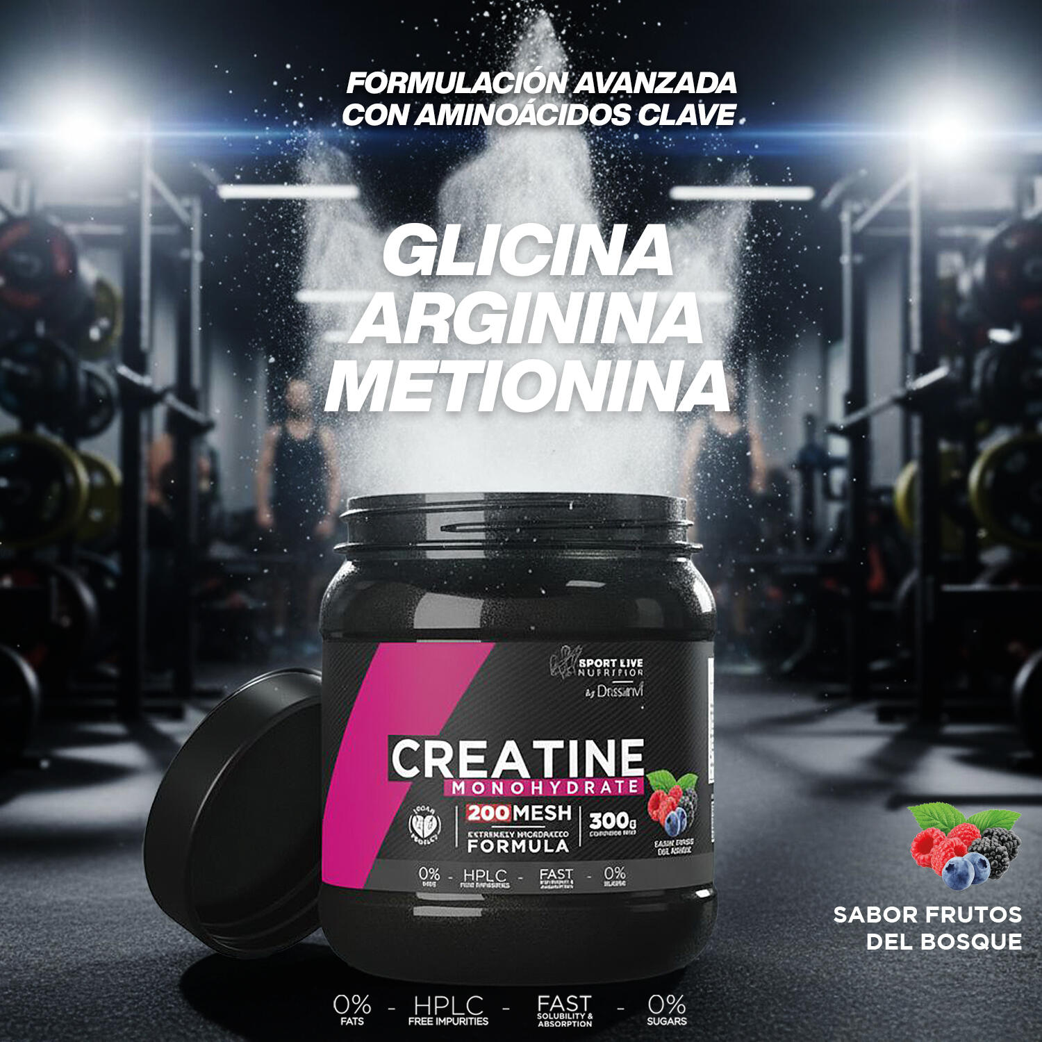 Creatina 200 MESH 300 g Sabor Frutos del Bosque – Sport Live Drasanvi 4/6