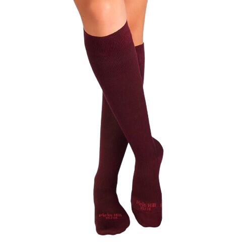 Skarpety uciskowe 3/4 długości z bawełny merceryzowanej, kolor bordowy