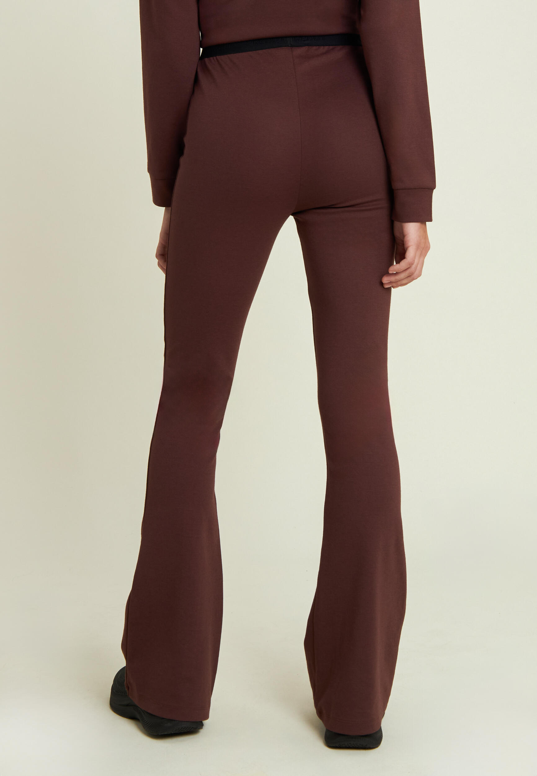 Pantaloni superflare donna vita alta 3/4