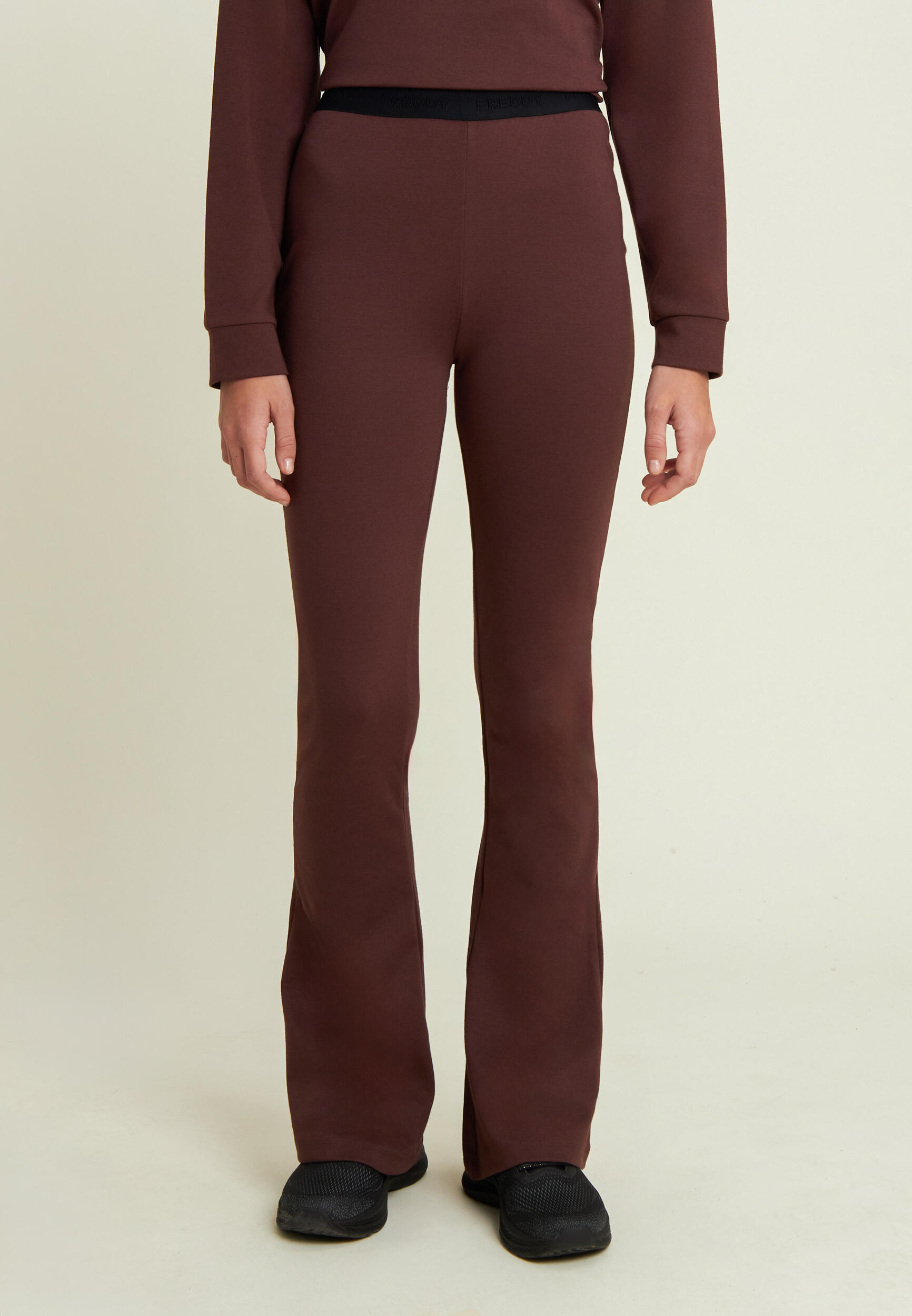 Pantaloni superflare donna vita alta 2/4
