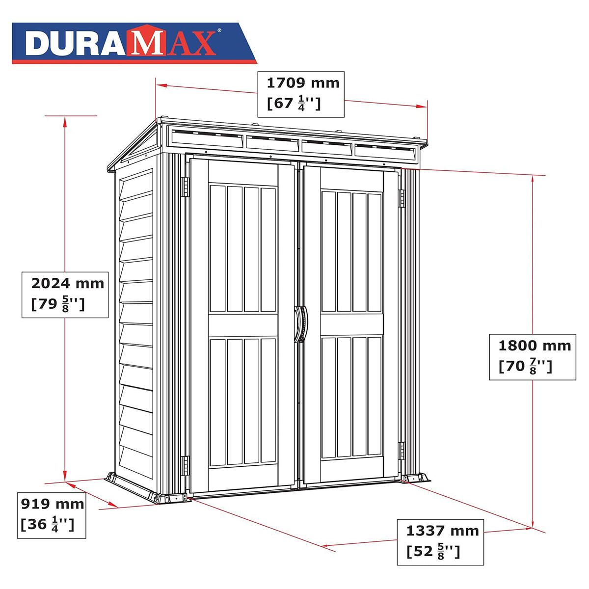 Caseta jardín YardMate Pent Plus 5×3 PVC gris claro/oscuro 3/6