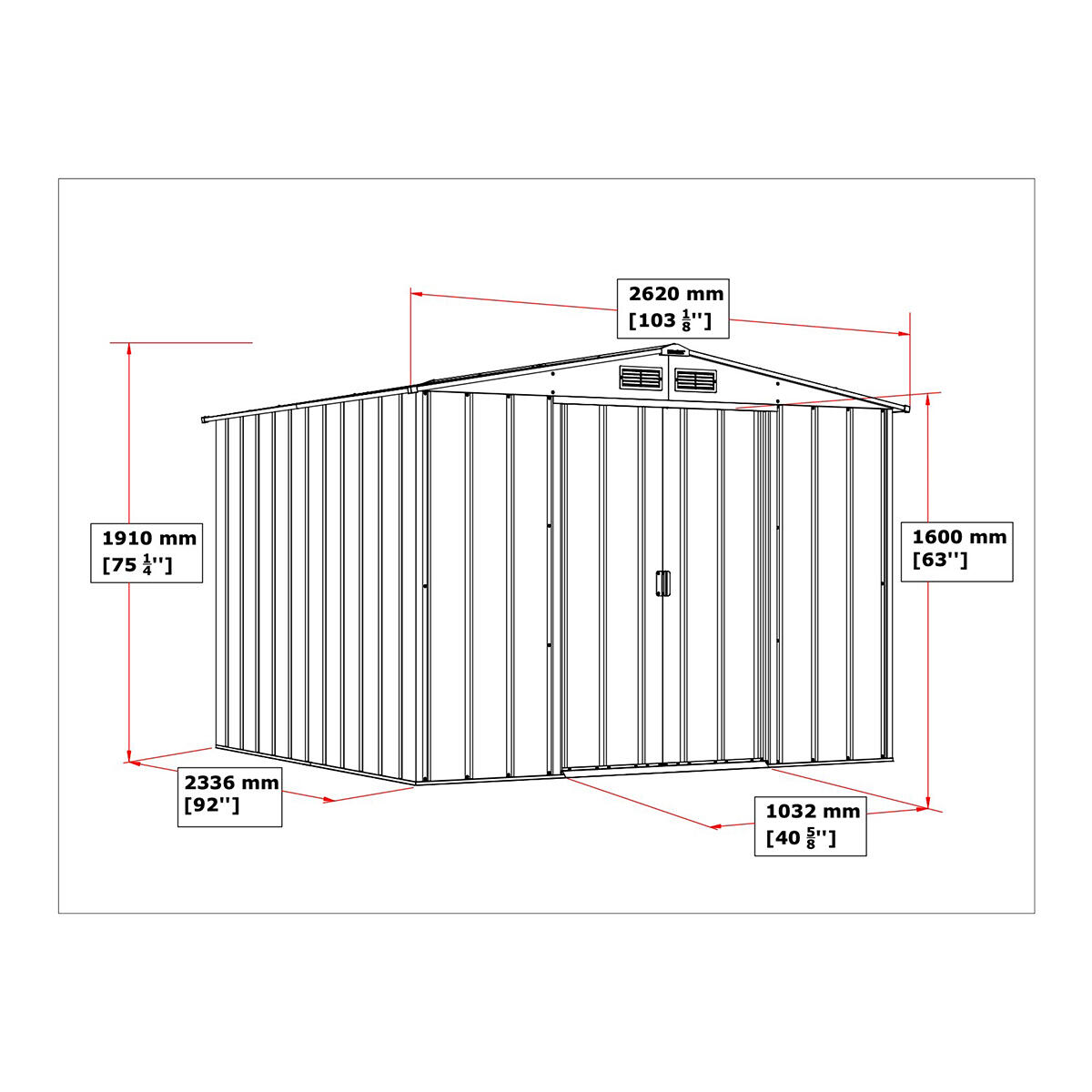Caseta jardín Top Venus 6×4 metal imitación madera 4/7