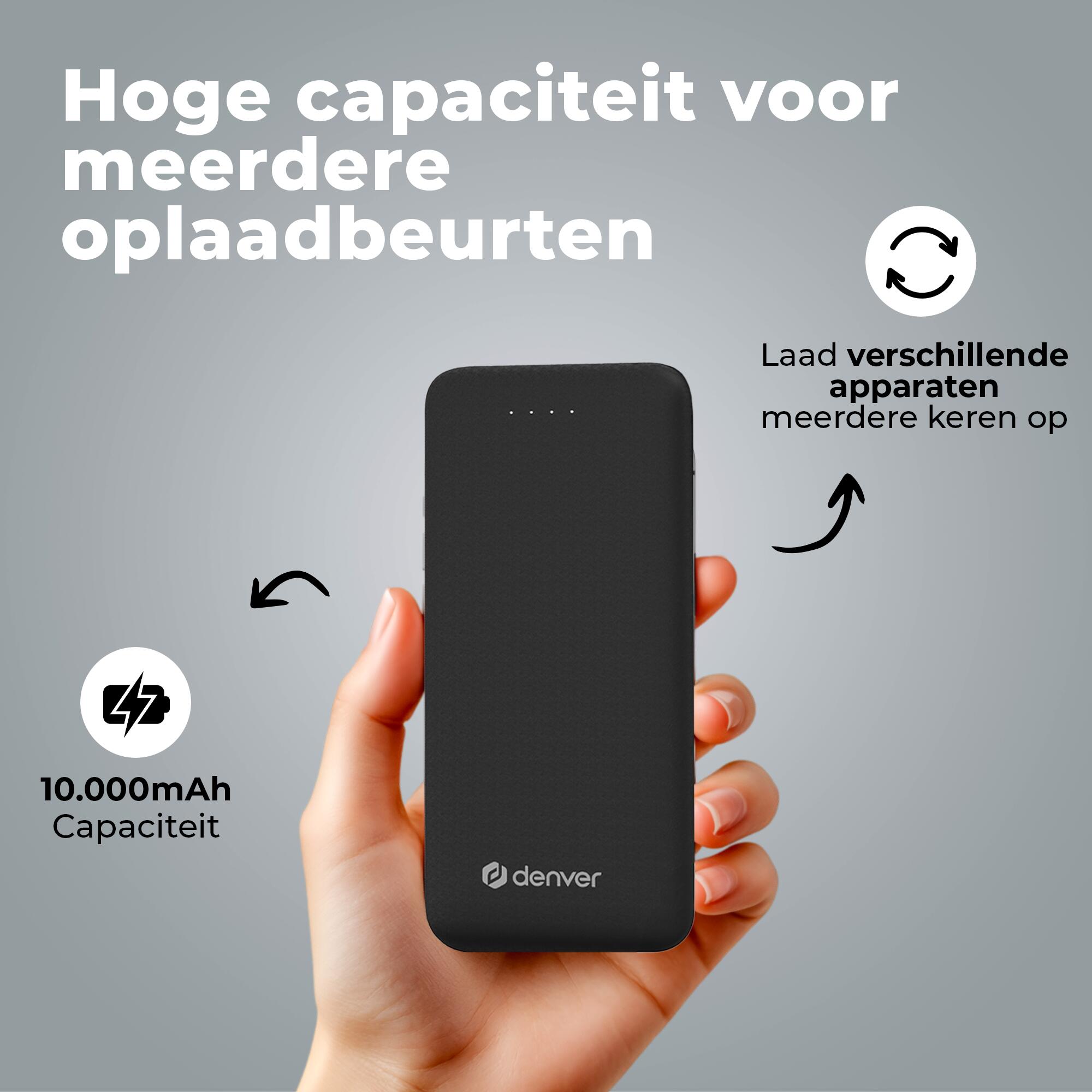 Powerbank - Compact - 10 000mAh - 2x USB-A - 1x USB-C - 1x Micro USB - PBS10010B 2/7