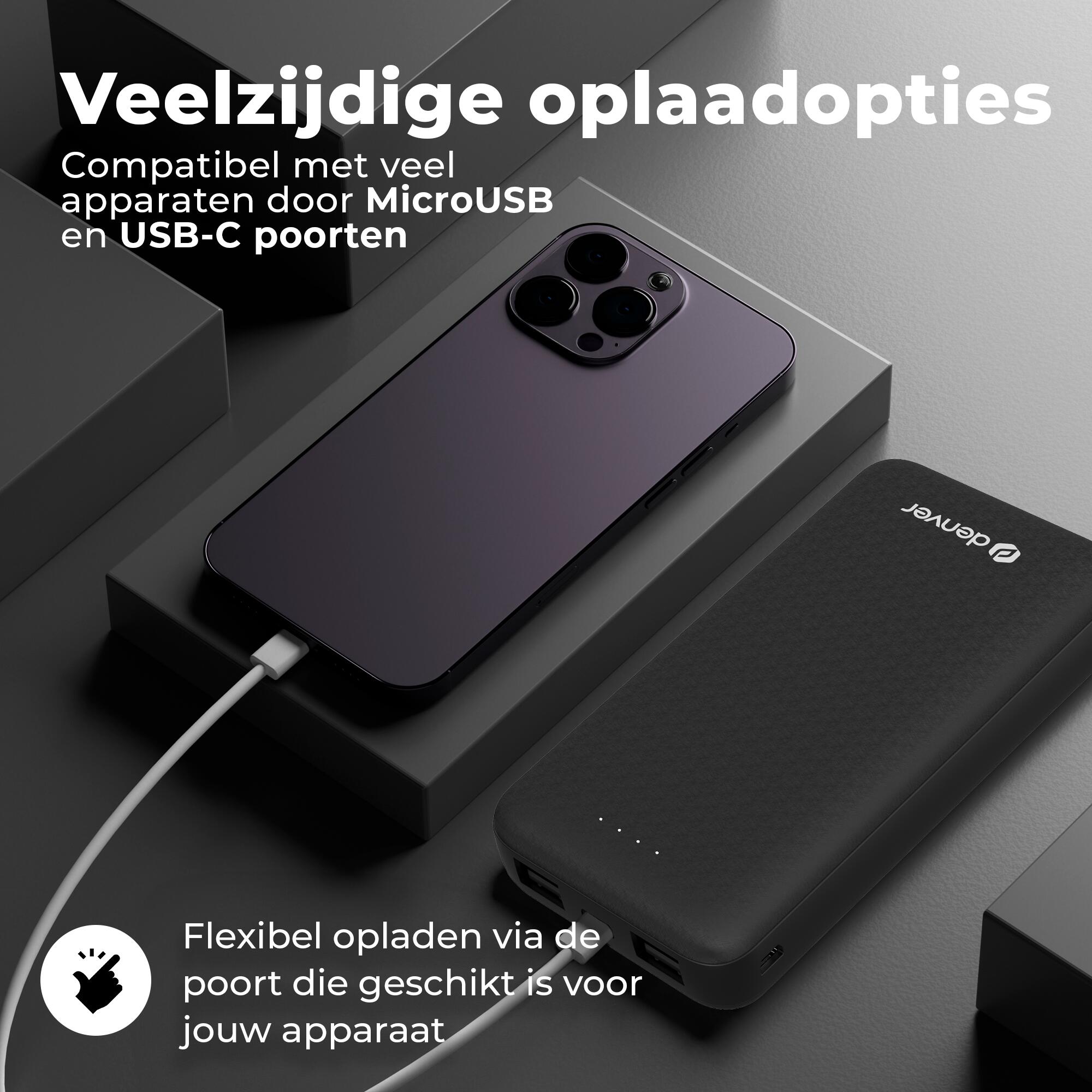 Powerbank - Compact - 10 000mAh - 2x USB-A - 1x USB-C - 1x Micro USB - PBS10010B 5/7