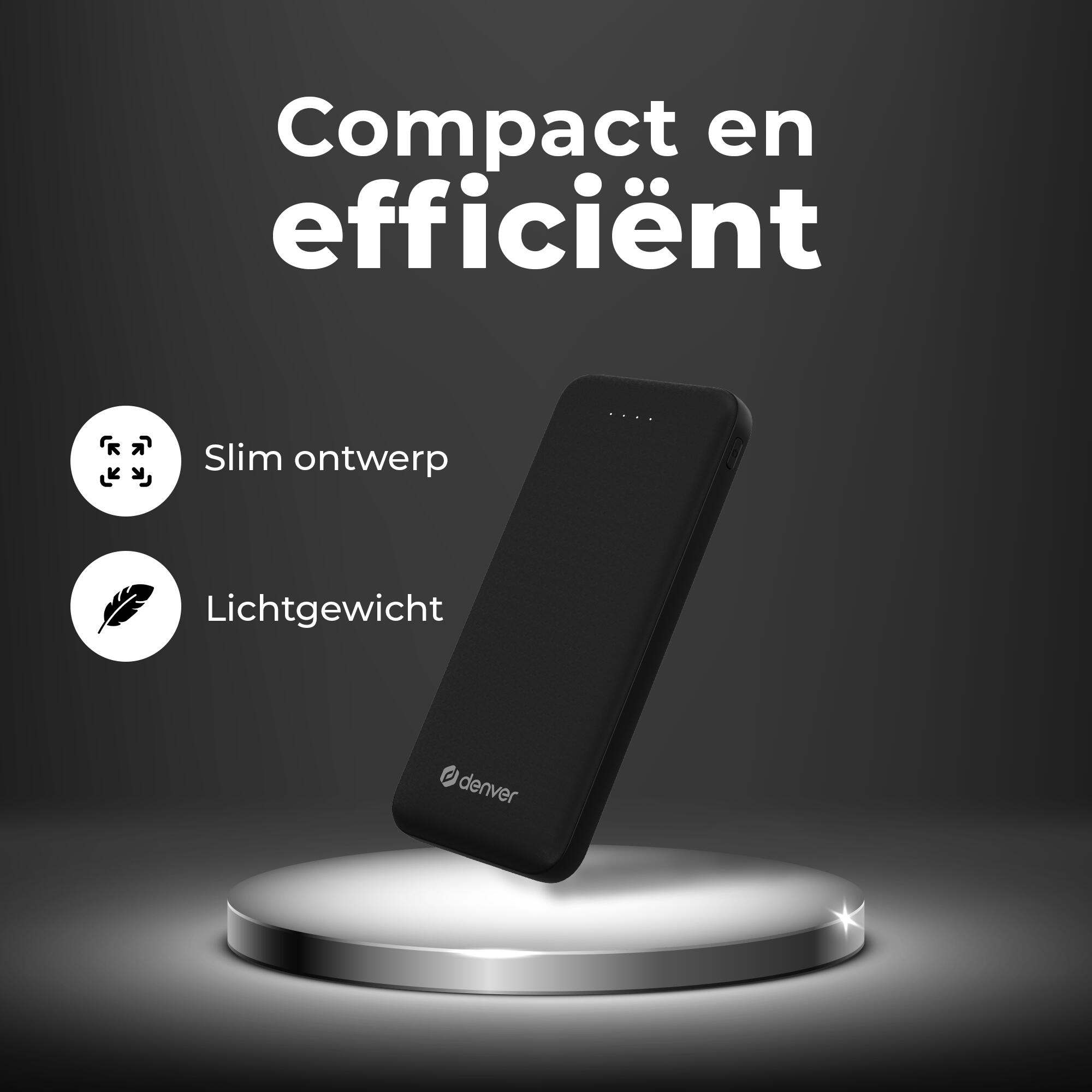 Powerbank - Compact - 10 000mAh - 2x USB-A - 1x USB-C - 1x Micro USB - PBS10010B 6/7