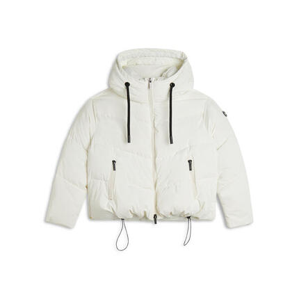 Doudoune cropped pour femmes avec col montant et cordon réglable