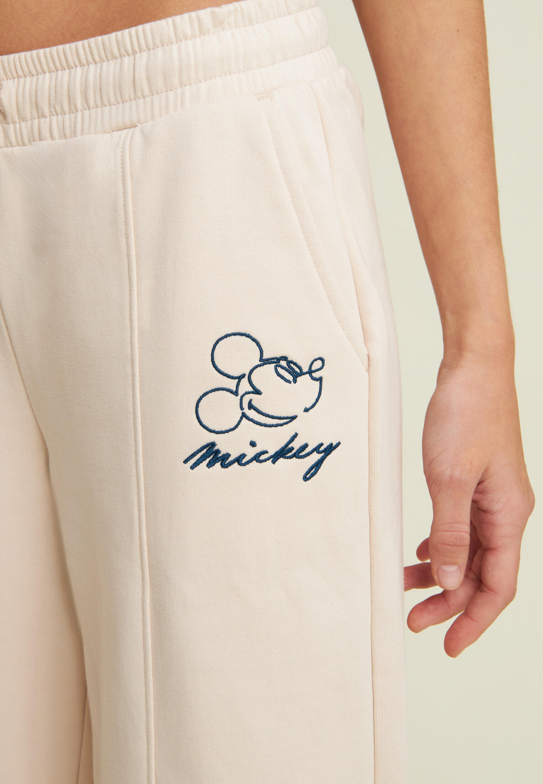 Pantaloni wide leg da donna con ricamo Mickey 4/4