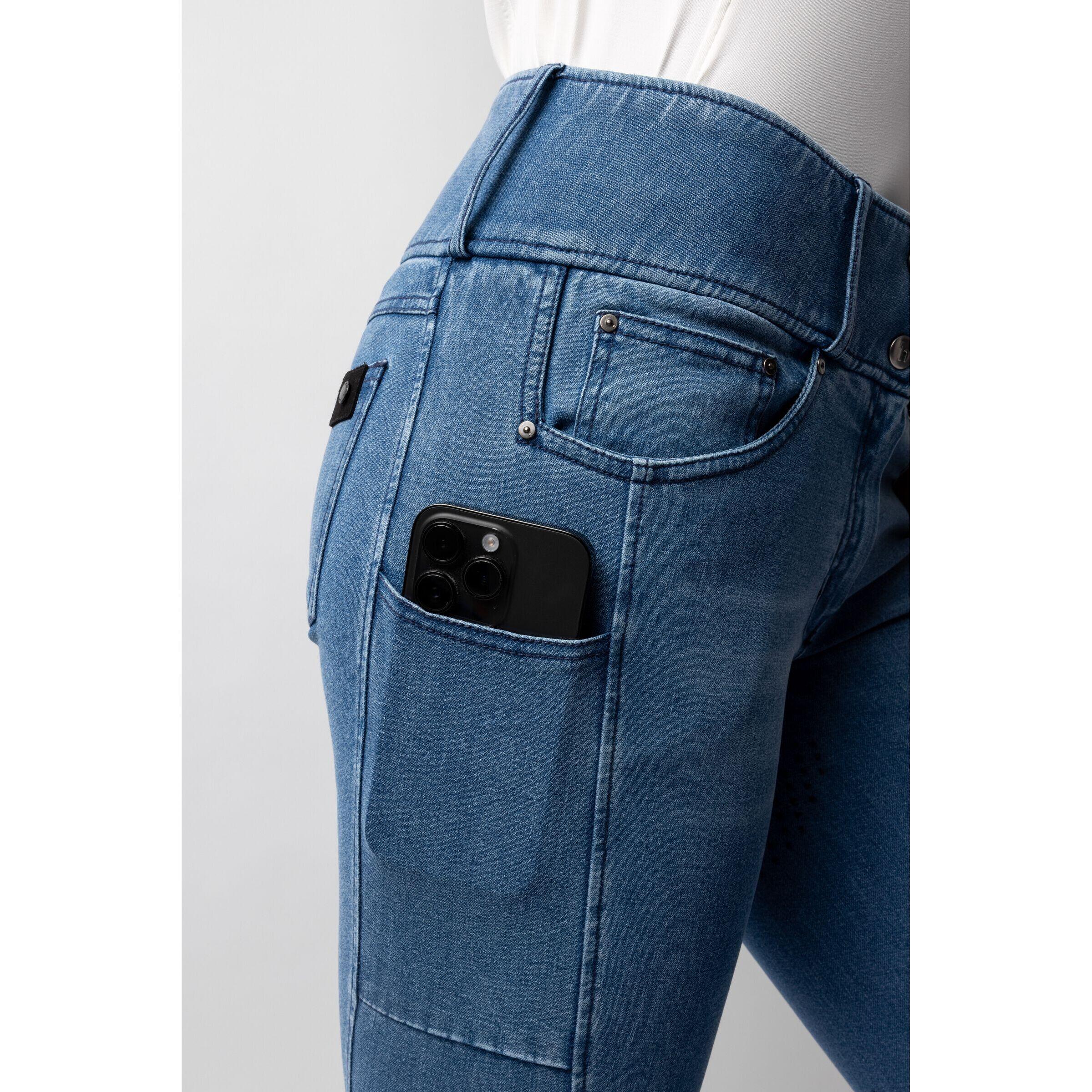 Damen Vollgrip-Denim-Reithose Horze Carolyn 7/7