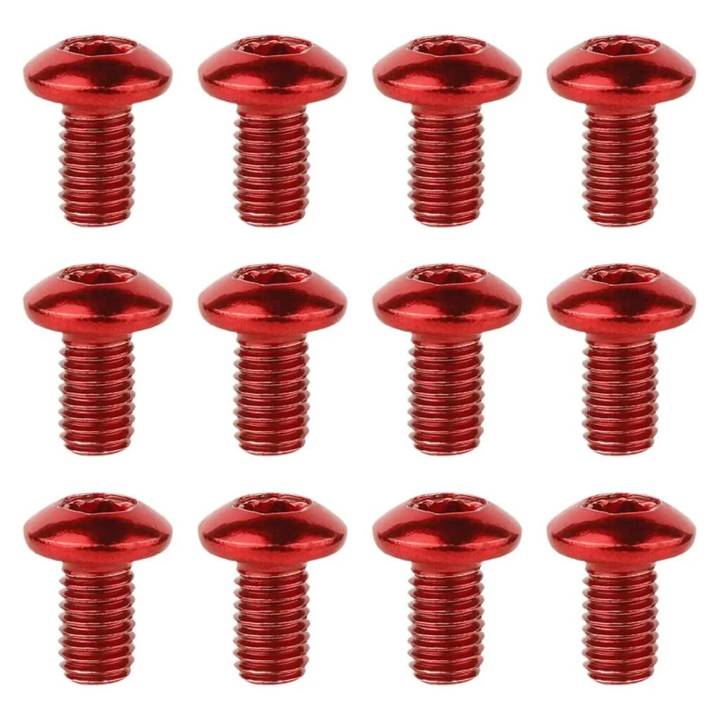 Red T25 rotor bolts M5×9 mm (x12) – 6-bolt – stainless PVD