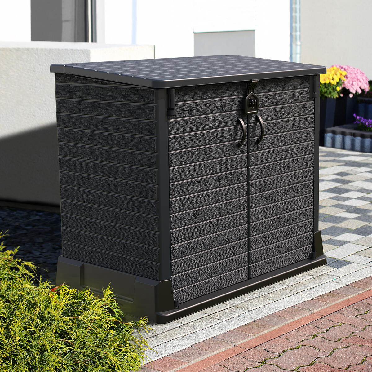 Arcón cubre cubos exterior 850 L PVC gris antracita 2/7